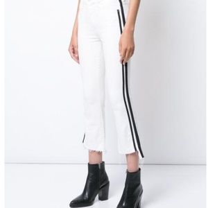 Mother Insider Striped Crop Step-Hem Fray Jean